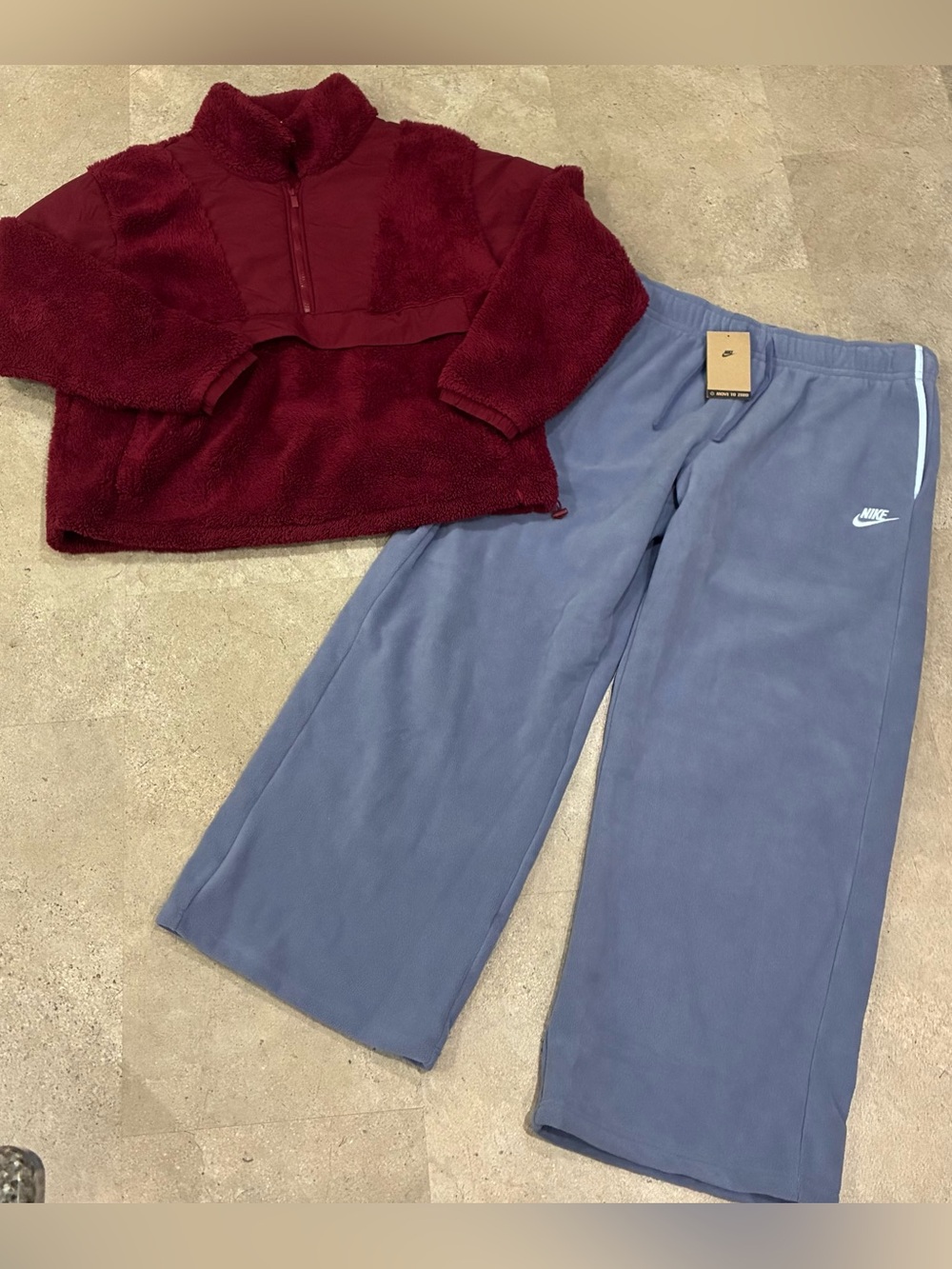 Womens NIKE/VICTORIA’S SECRET PINK Fleece Sweatpants & Sherpa Pullover, sz XL